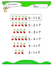 Çıkarma İşlemi Çalışma Sayfaları